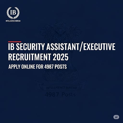 IB Security Assistant Recruitment 2025: Apply Online for 4987 Posts